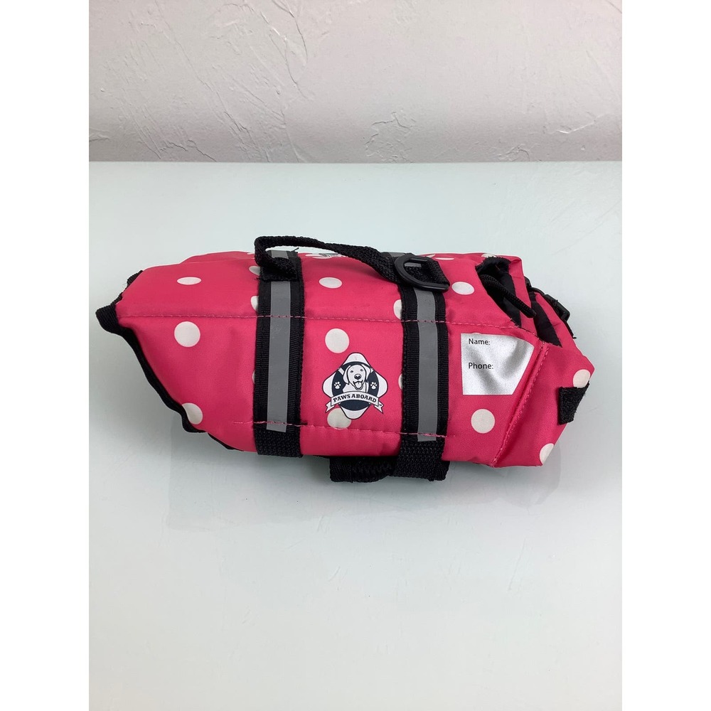 Paws Aboard Polka dots Life Jacket for Dog pink SZ XS NWOT
